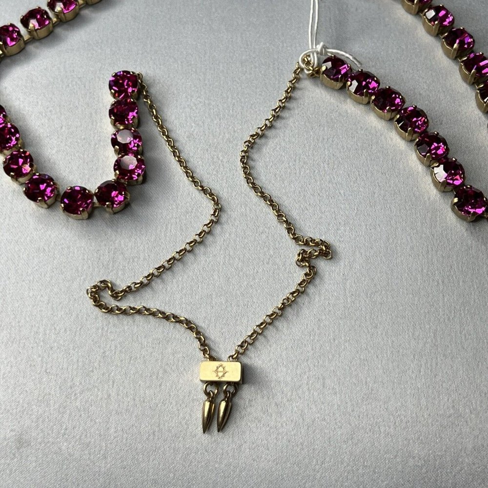 Loren Hope Arista Slider Necklace Fuchsia Deep Pink 18K Gold Finish No b… - Picture 10 of 10